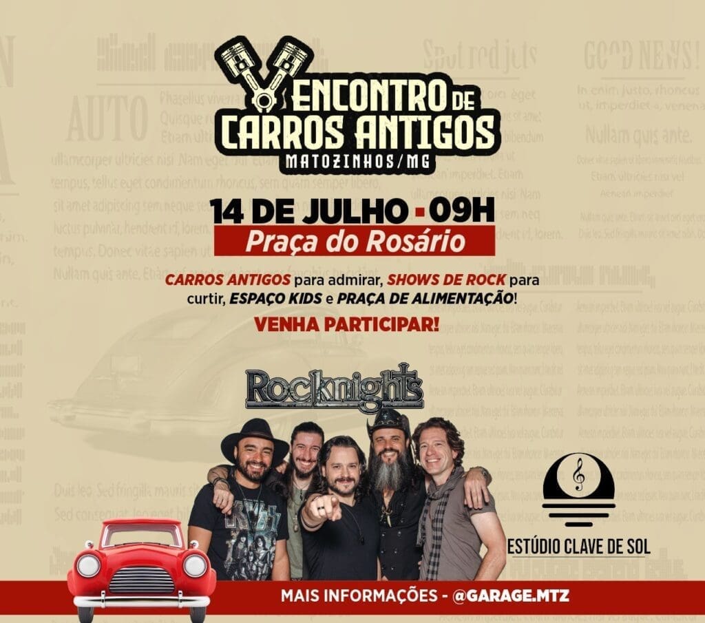 5º Encontro de Carros Antigos chega à Praça do Rosário no próximo domingo (14), em Matozinhos