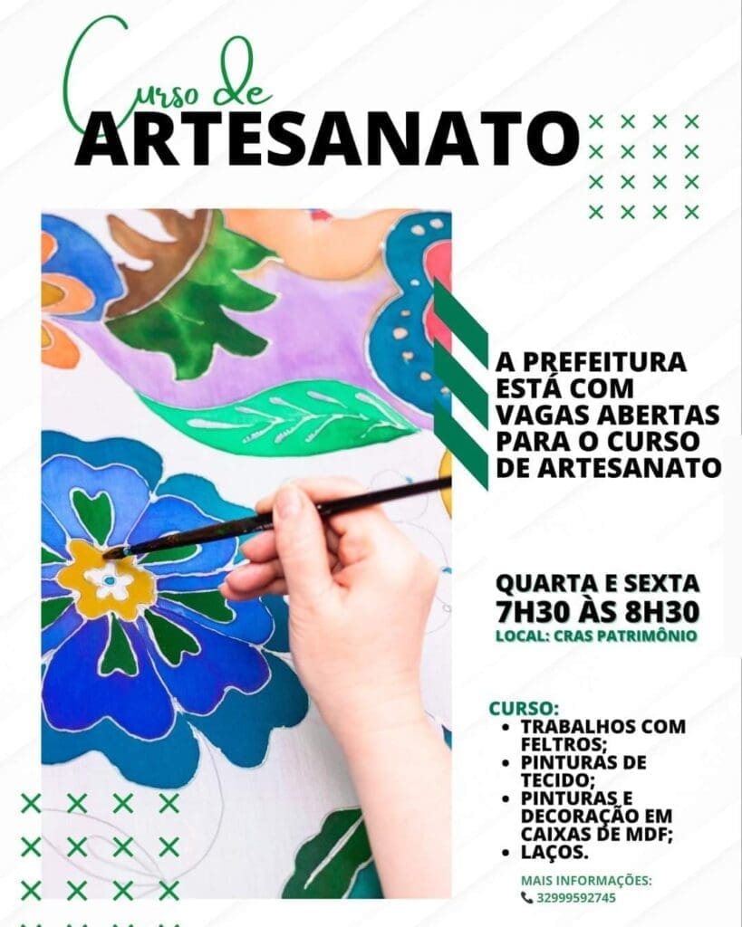CRAS Patrimônio abre inscrições para aulas de artesanato em Tocantins
