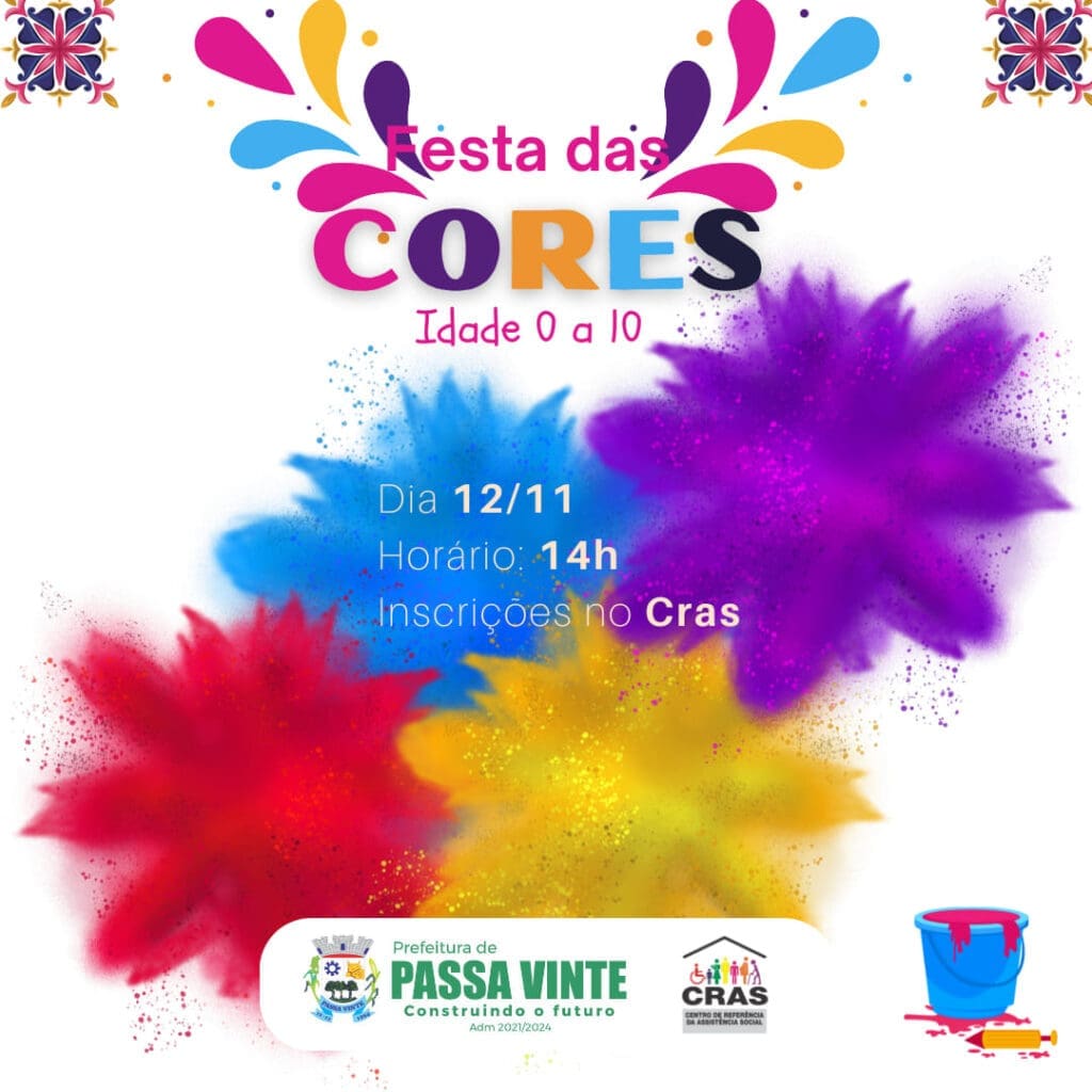 CRAS de Passa Vinte promove Festa das Cores para crianças