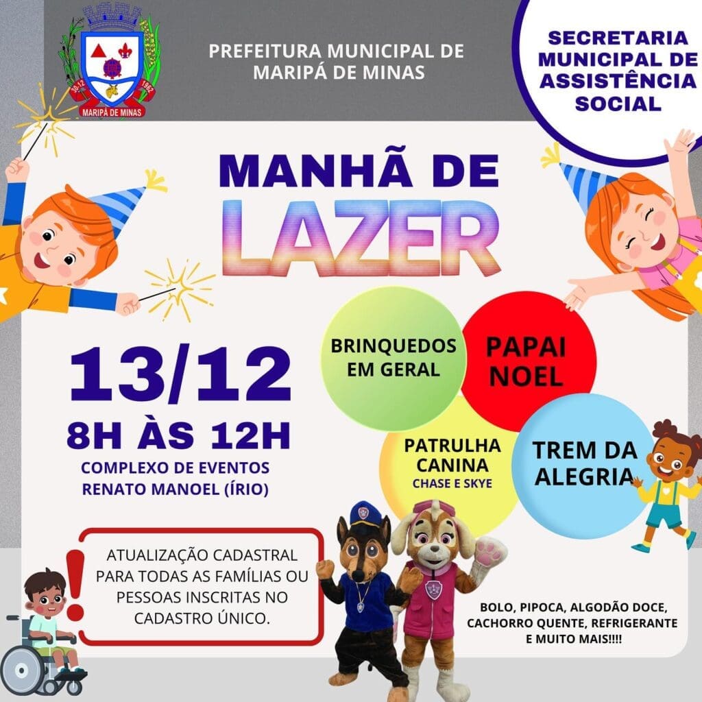 Maripá de Minas promove manhã de lazer com diversão para as crianças