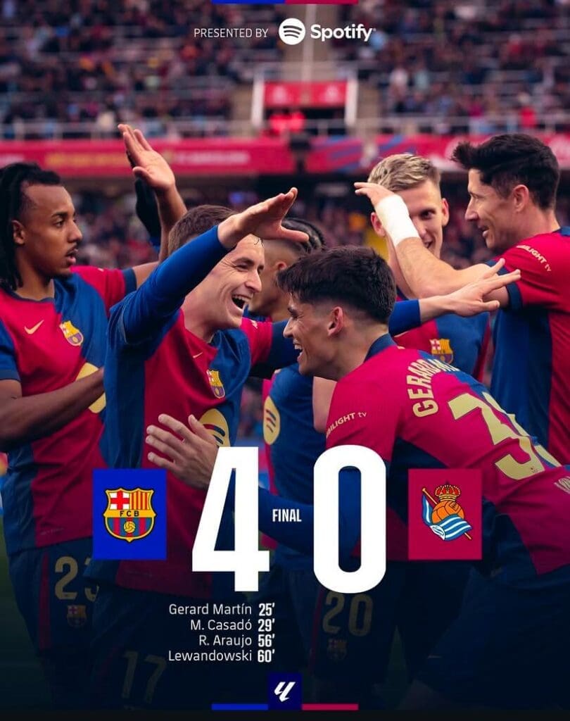 Após goleada, Barcelona recupera liderança do Campeonato Espanhol