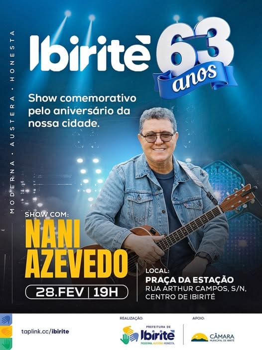 Ibirité celebra 63 anos com show de Nani Azevedo na Praça da Estação