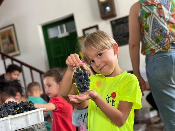 Caldas promove vivência cultural sobre a vitivinicultura com alunos da Creche Esperança Bretas