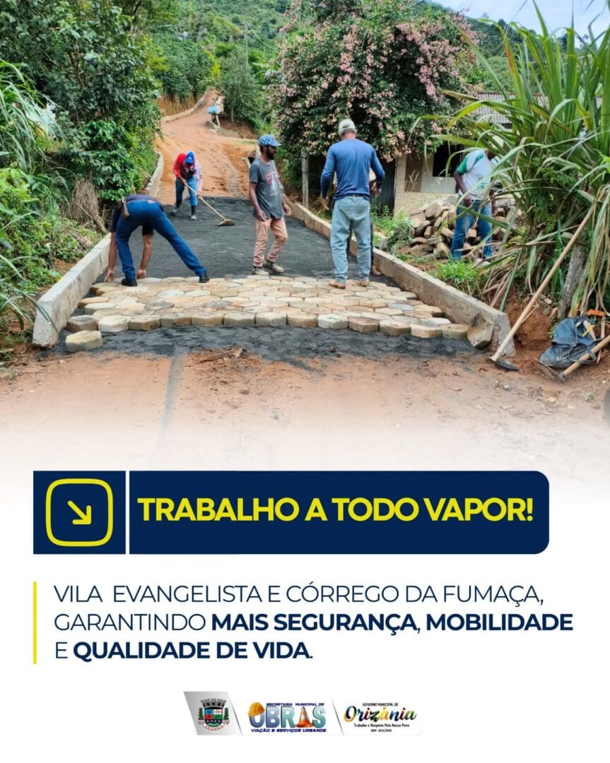 Orizânia acelera obras de calçamento na Vila dos Evangelistas, no Córrego da Fumaça