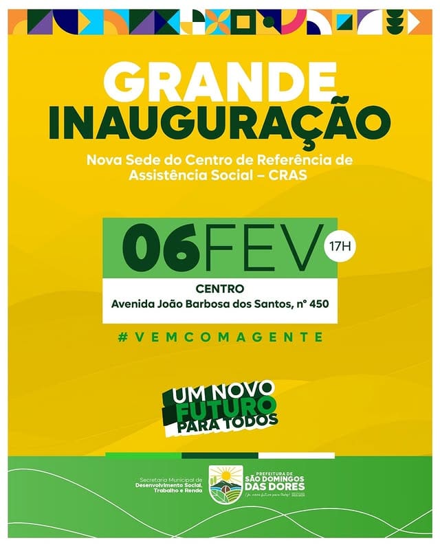 São Domingos das Dores inaugura nova sede do CRAS para ampliar o suporte às famílias do município