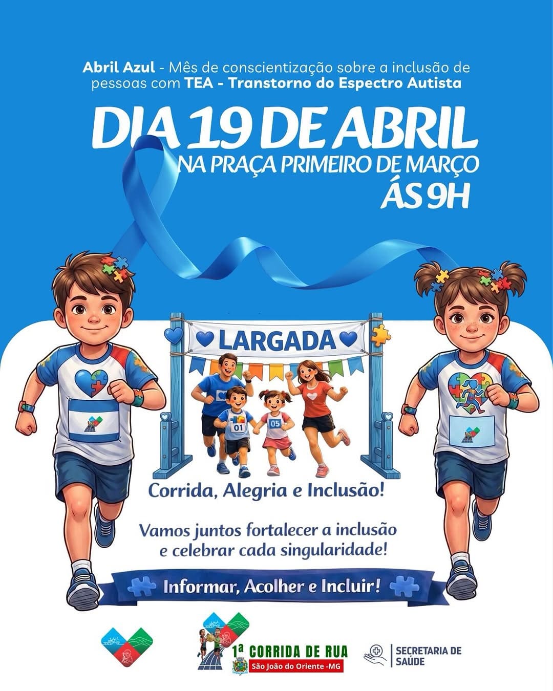 São João do Oriente promove corrida voltada à conscientização sobre o autismo