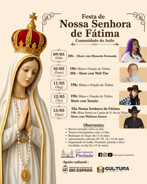 Comunidade do Asilo realiza Festa de Nossa Senhora de Fátima em Rio Espera