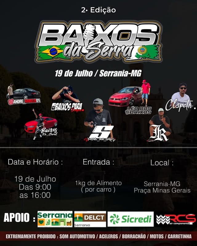 Serrania recebe 2ª edição do Baixos da Serra no dia 19 de julho com entrada solidária na Praça Minas Gerais