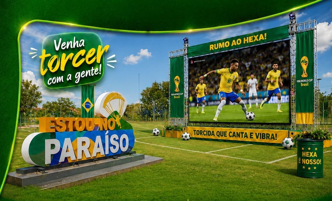 Telão itinerante transmite Brasil x Escócia nesta quarta-feira no Campo do Industrial em Santana do Paraíso