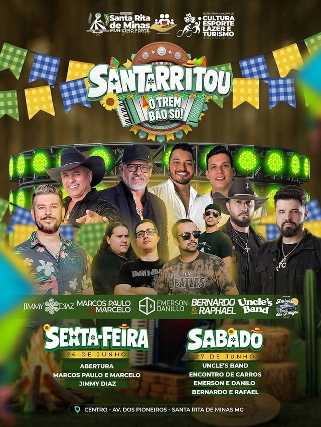 Santa Rita de Minas promove Santarritou com shows e encontro de carros em junho